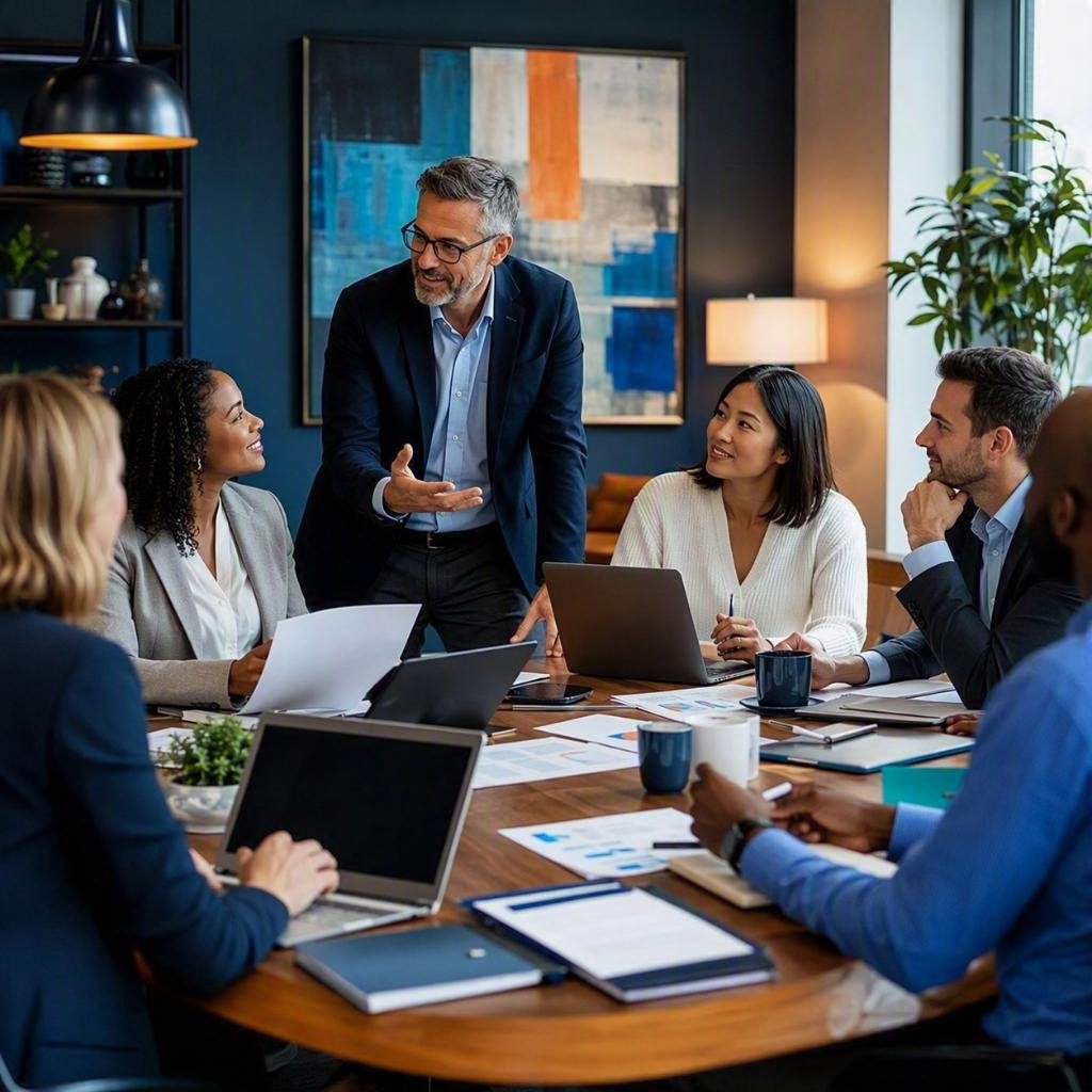 Create a premium, photorealistic business training